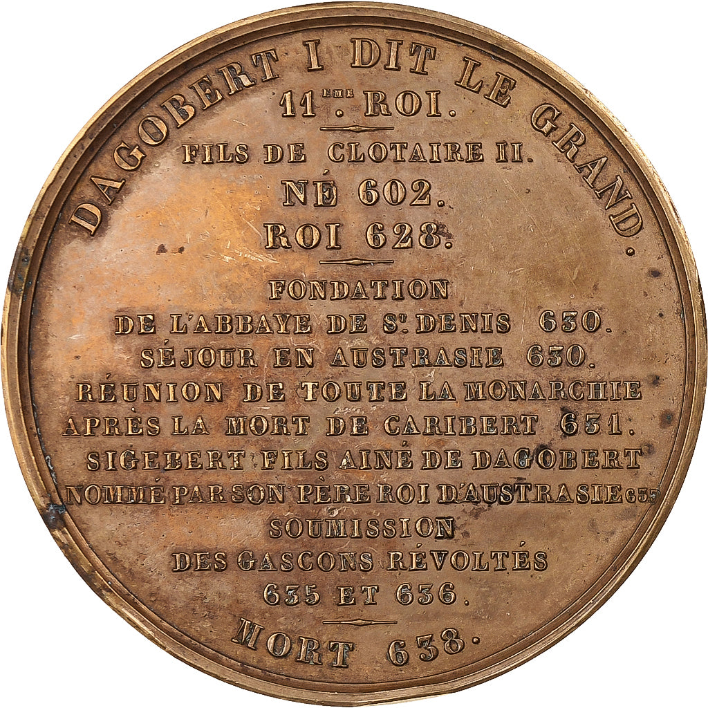 France, Médaille, Les Rois de France, Dagobert I, 1840, Bronze, Caqué, SUP
