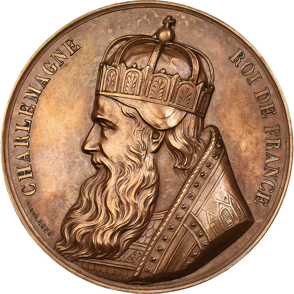 France, Médaille, Les Rois de France, Charlemagne, 1839, Bronze, Caqué, SUP