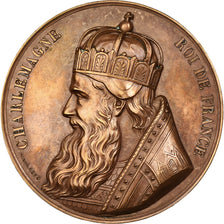 France, Médaille, Les Rois de France, Charlemagne, 1839, Bronze, Caqué, SUP