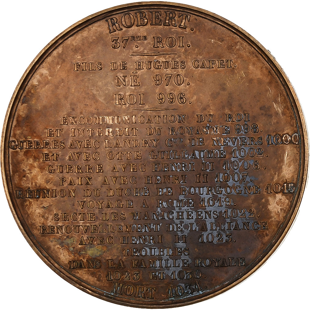 Frankreich, Medaille, Les Rois de France, Robert II, 1838, Bronze, Caqué, SS+