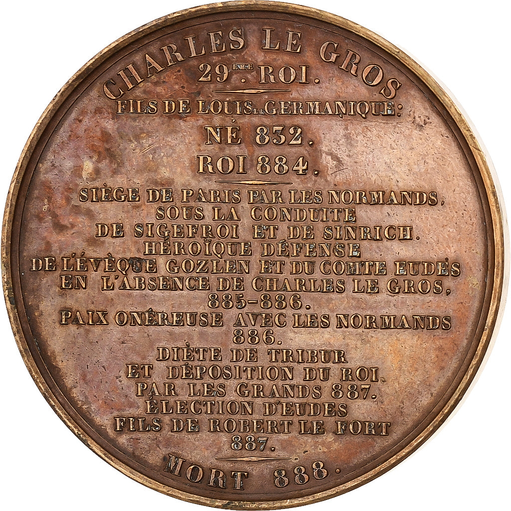 Frankreich, Medaille, Les Rois de France, Charles III, 1839, Bronze, Caqué, VZ