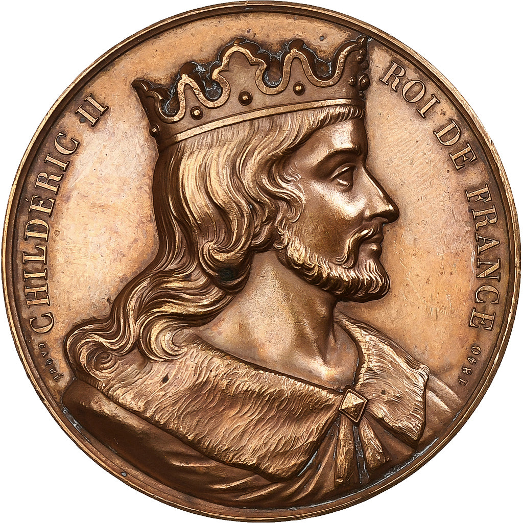 France, Médaille, Les Rois de France, Childeric II, 1840, Bronze, Caqué, TTB+
