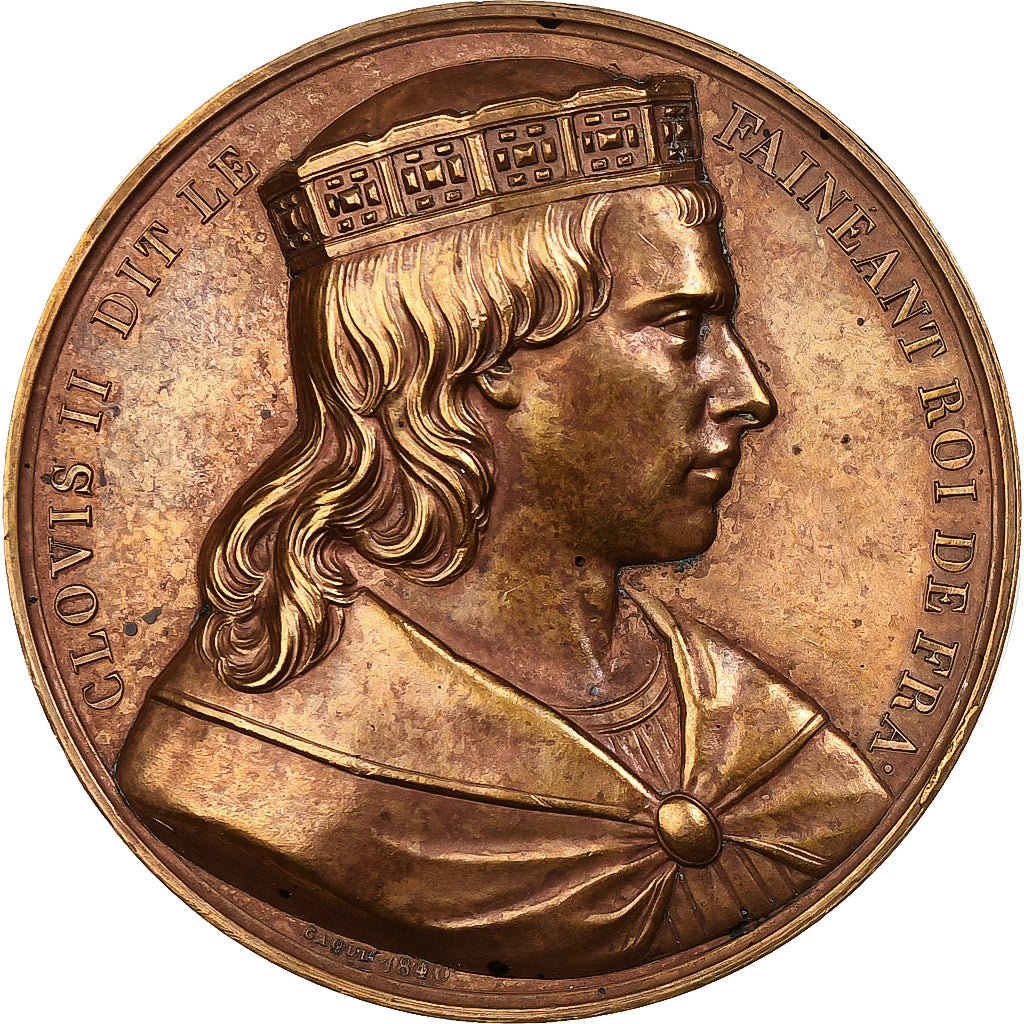 France, Médaille, Les Rois de France, Clovis II, 1840, Bronze, Caqué, TTB+