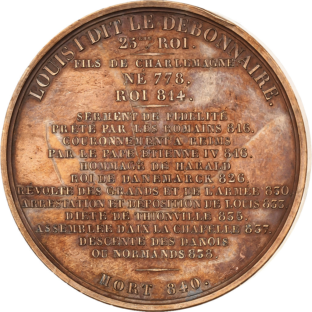 Frankreich, Medaille, Les Rois de France, Louis I, 1839, Bronze, Caqué, SS+