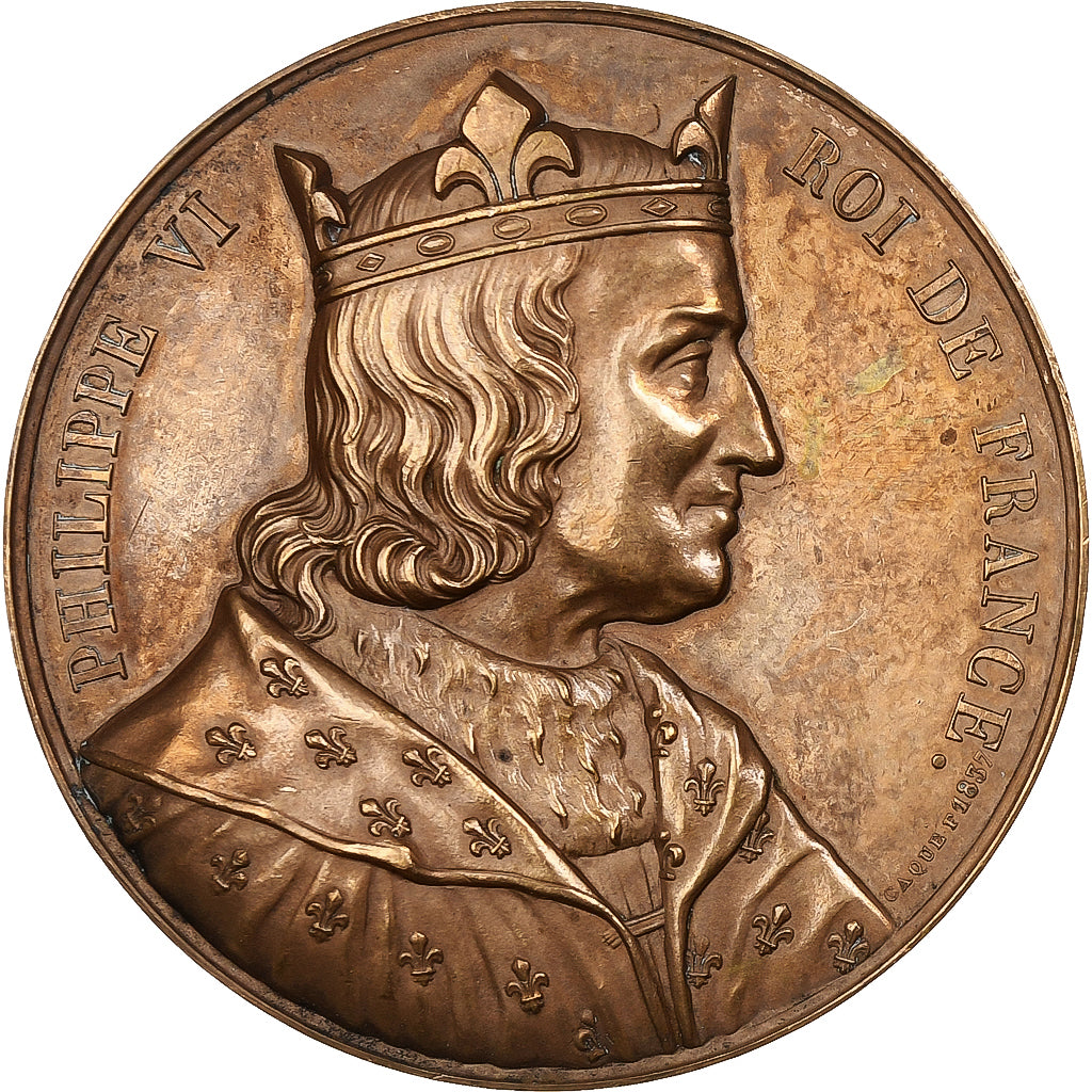 France, Medal, Les Rois de France, Philippe VI, 1837, Bronze, Caqué, EF(40-45)