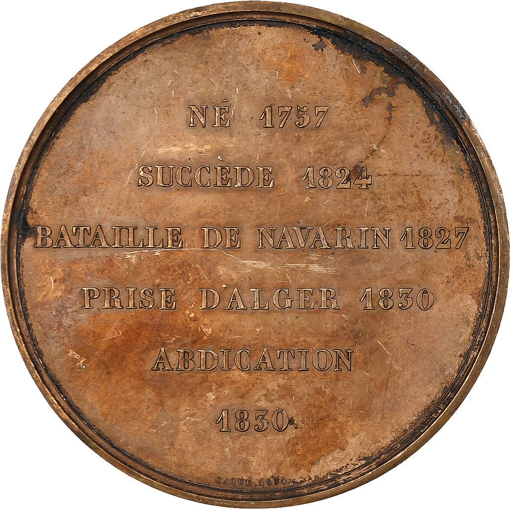 França, medalha, Les Rois de France, Charles X, 1834, Bronze, Caqué, AU(50-53)