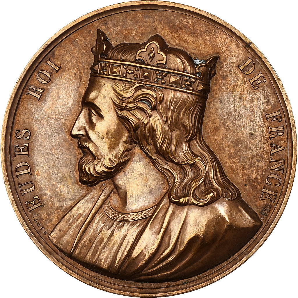Frankreich, Medaille, Les Rois de France, Eudes, 1839, Bronze, Caqué, SS+