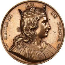 France, Médaille, Les rois de France, Clovis III, 1840, Bronze, Caqué, TTB+