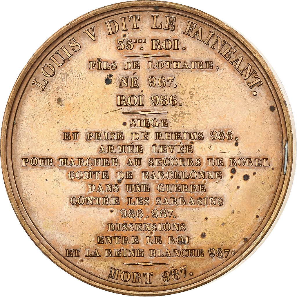 France, Médaille, Les Rois de France, Louis V, 1838, Bronze, Caqué, TTB+