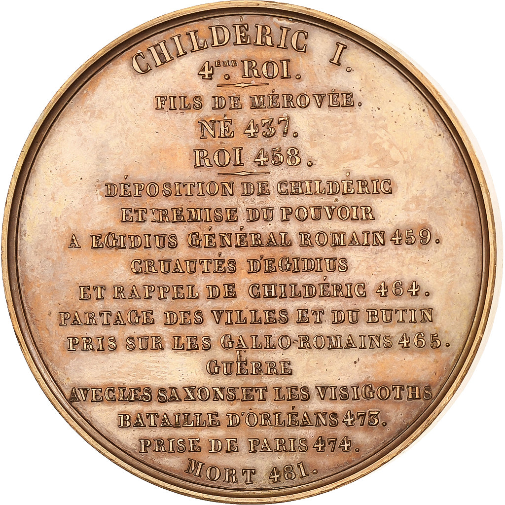 France, Médaille, Les rois de France, Childéric Ier, 1840, Bronze, Caqué