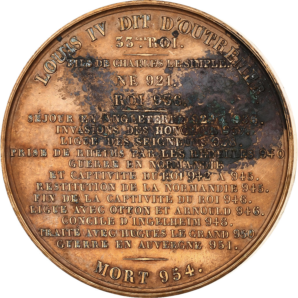 Frankreich, Medaille, Les rois de France, Louis IV, 1839, Bronze, Caqué, SS