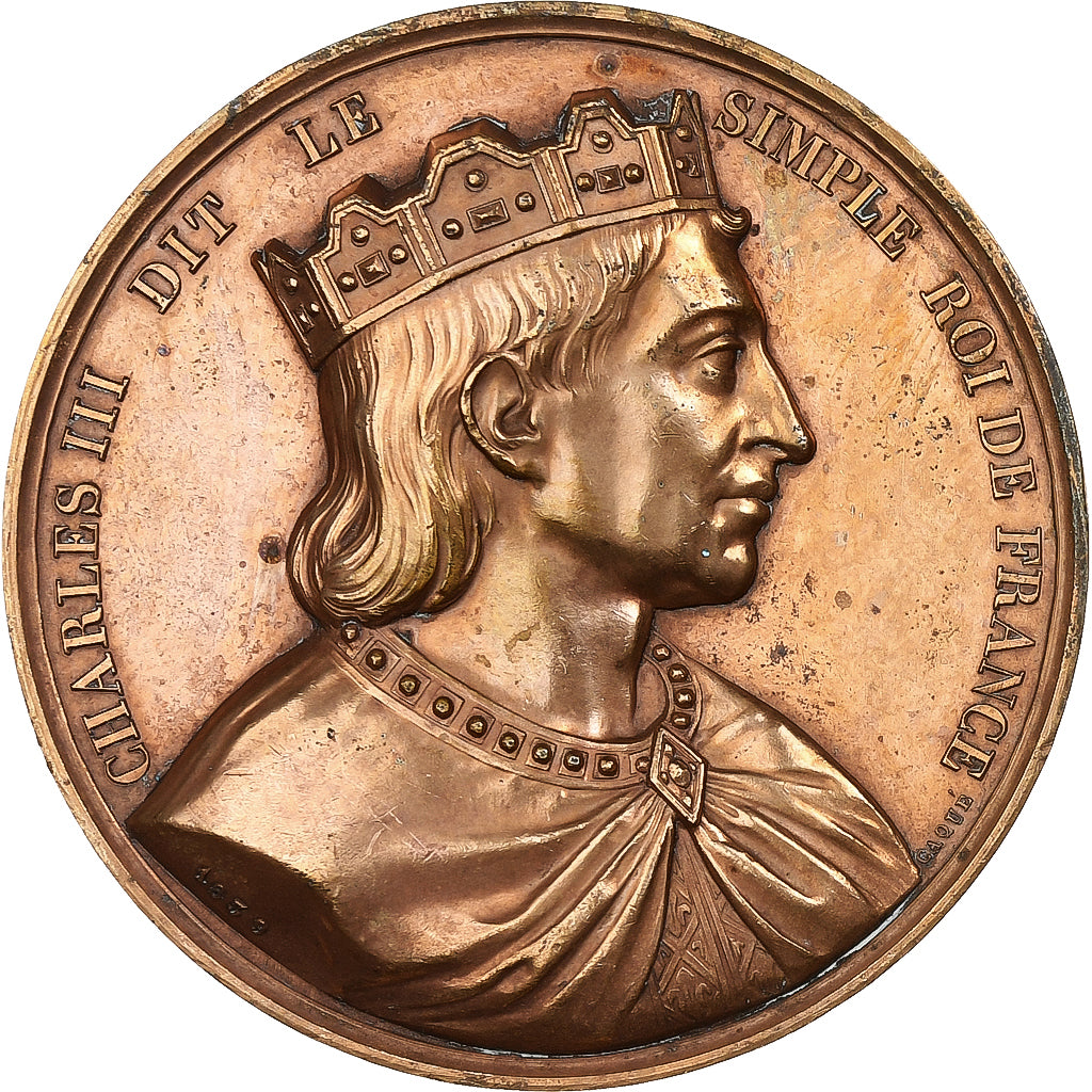 France, Médaille, Les Rois de France, Charles III, 1839, Bronze, Caqué, TTB+