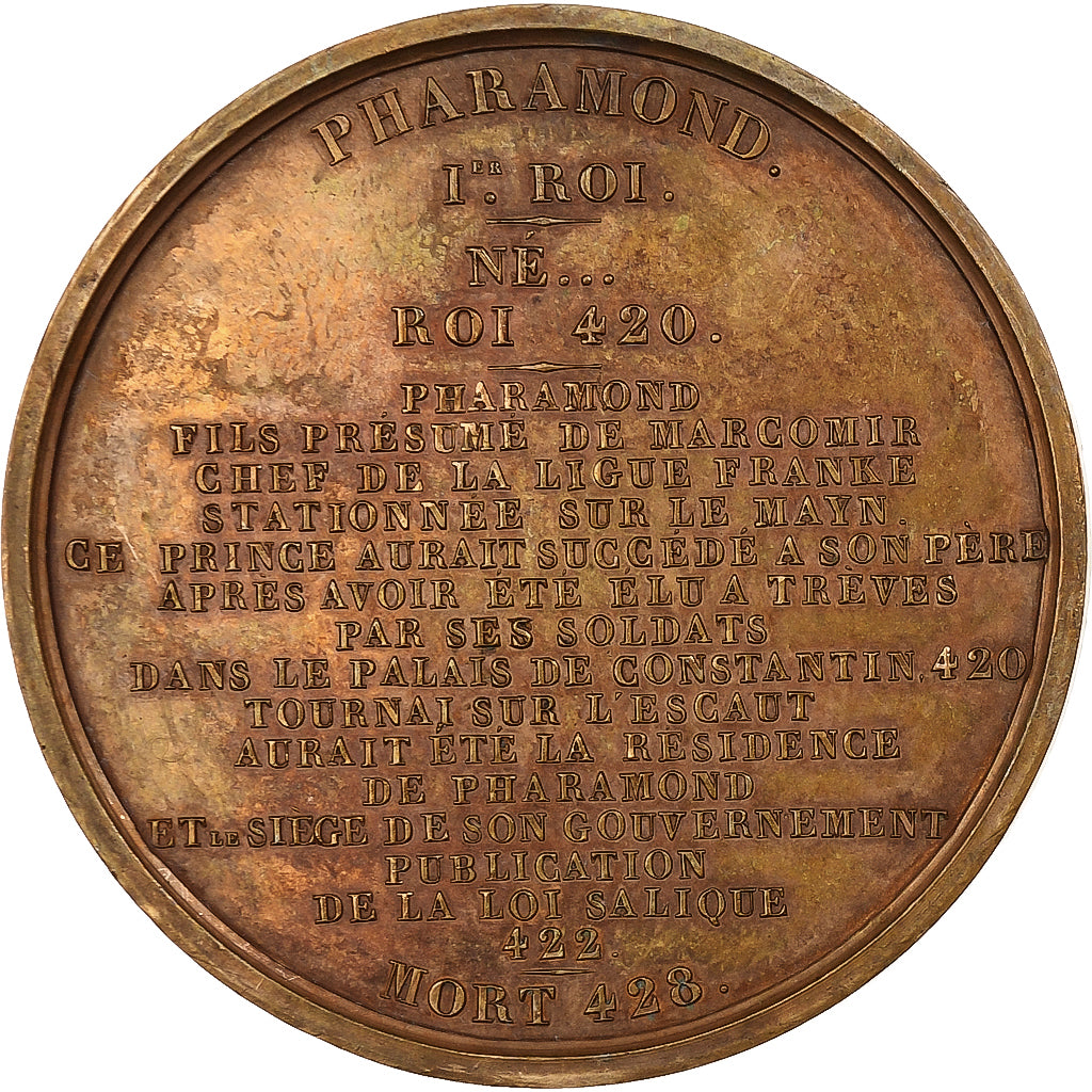 France, Médaille, Les rois de France, Pharamond, 1840, Bronze, Caqué, SUP