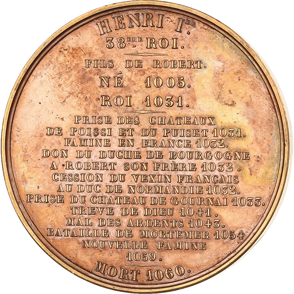 Frankreich, Medaille, Les Rois de France, Henri Ier, 1838, Bronze, Caqué, SS+