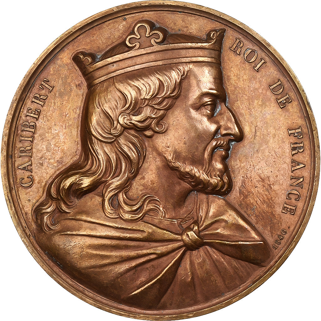 France, Médaille, Les rois de France, Caribert, 1840, Bronze, Caqué, TTB+