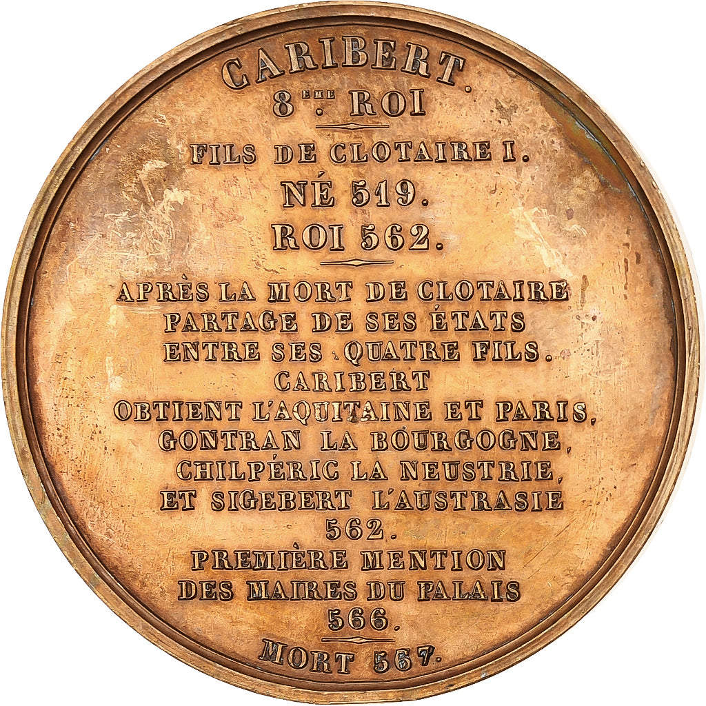 France, Médaille, Les rois de France, Caribert, 1840, Bronze, Caqué, TTB+