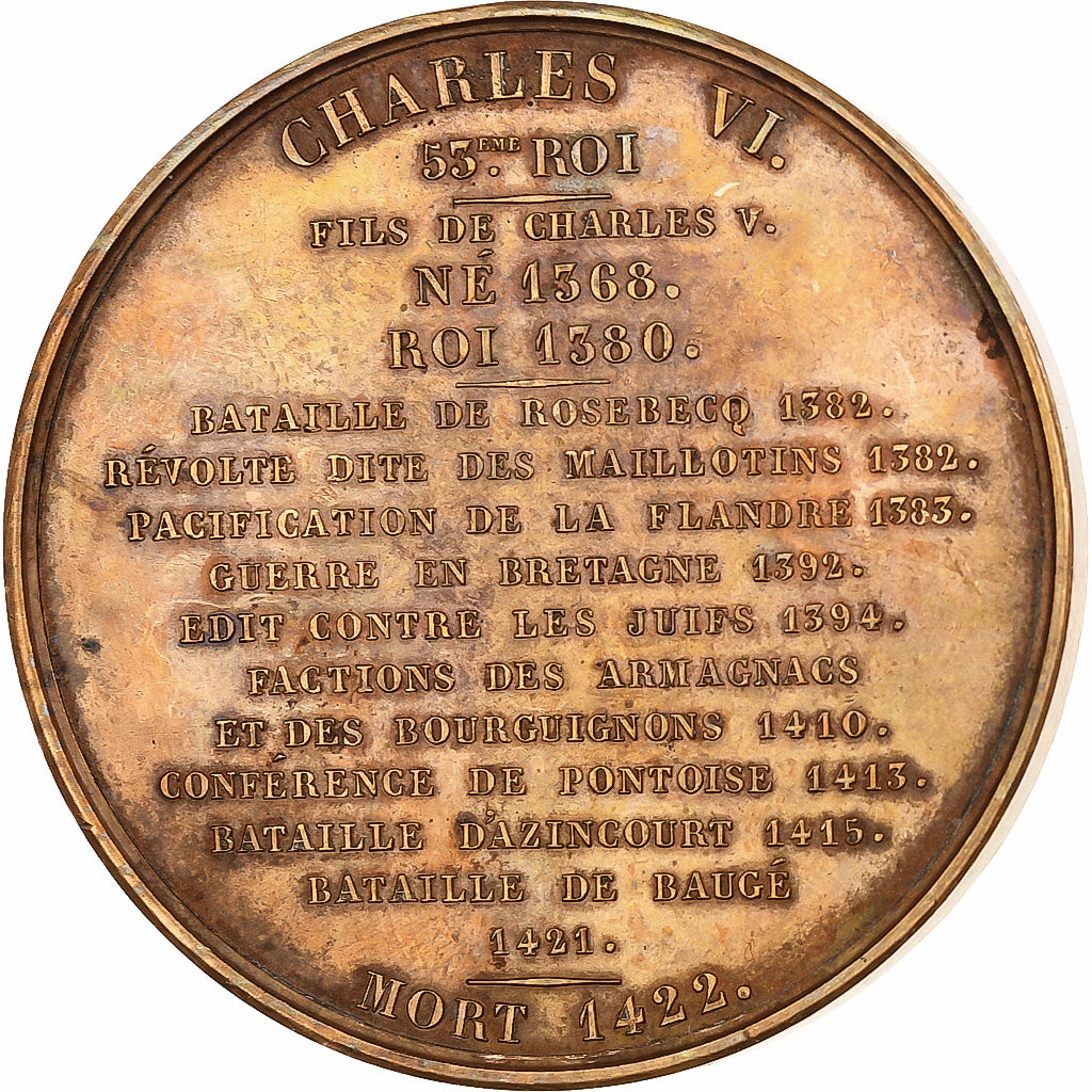 Frankreich, Medaille, Les Rois de France, Charles VI, Bronze, Caqué, SS+