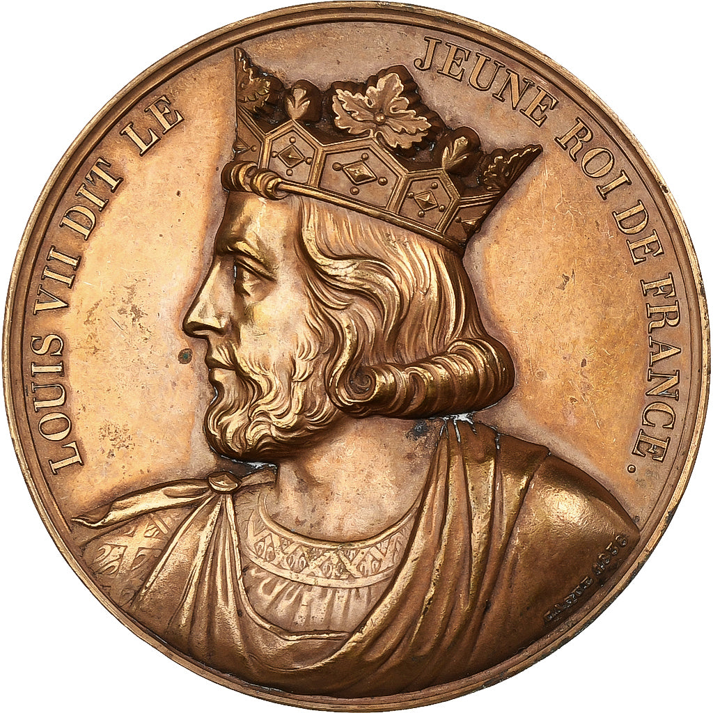 Frankreich, Medaille, Les Rois de France, Louis VII, 1838, Bronze, Caqué, VZ