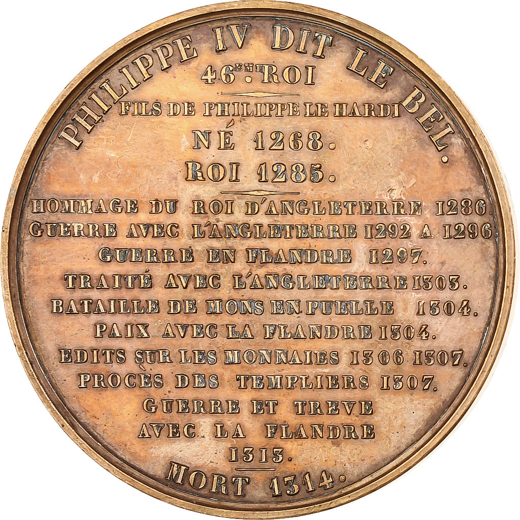 Francia, medalla, Les Rois de France, Philippe IV, Bronce, Caqué, EBC