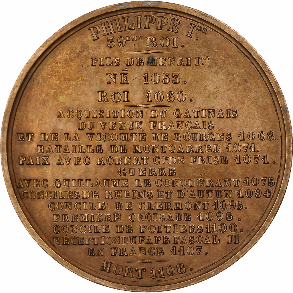 Frankreich, Medaille, Les Rois de France, Philippe Ier, 1838, Bronze, Caqué, VZ
