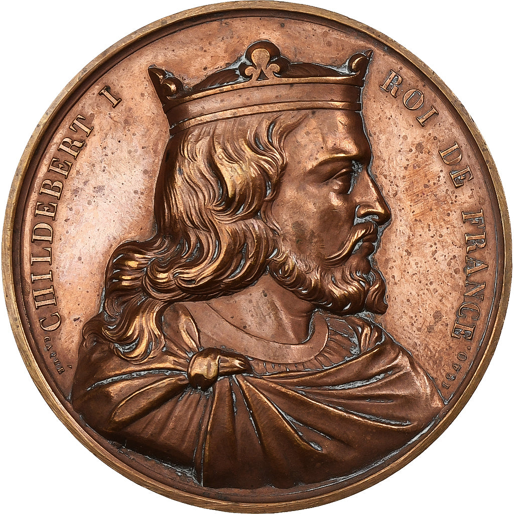 France, Médaille, Les rois de France, Childebert I, 1840, Cuivre, Caqué, TTB