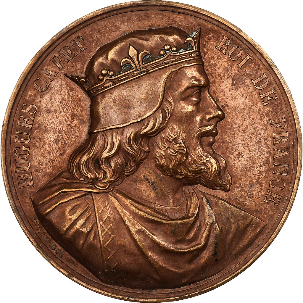 Frankreich, Medaille, Les Rois de France, Hugues Capet, 1838, Bronze, Caqué