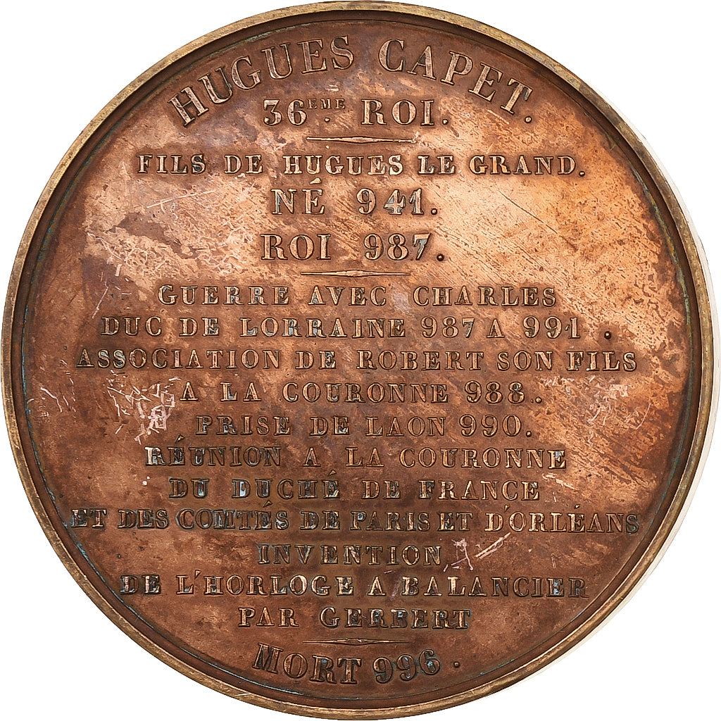 Frankreich, Medaille, Les Rois de France, Hugues Capet, 1838, Bronze, Caqué