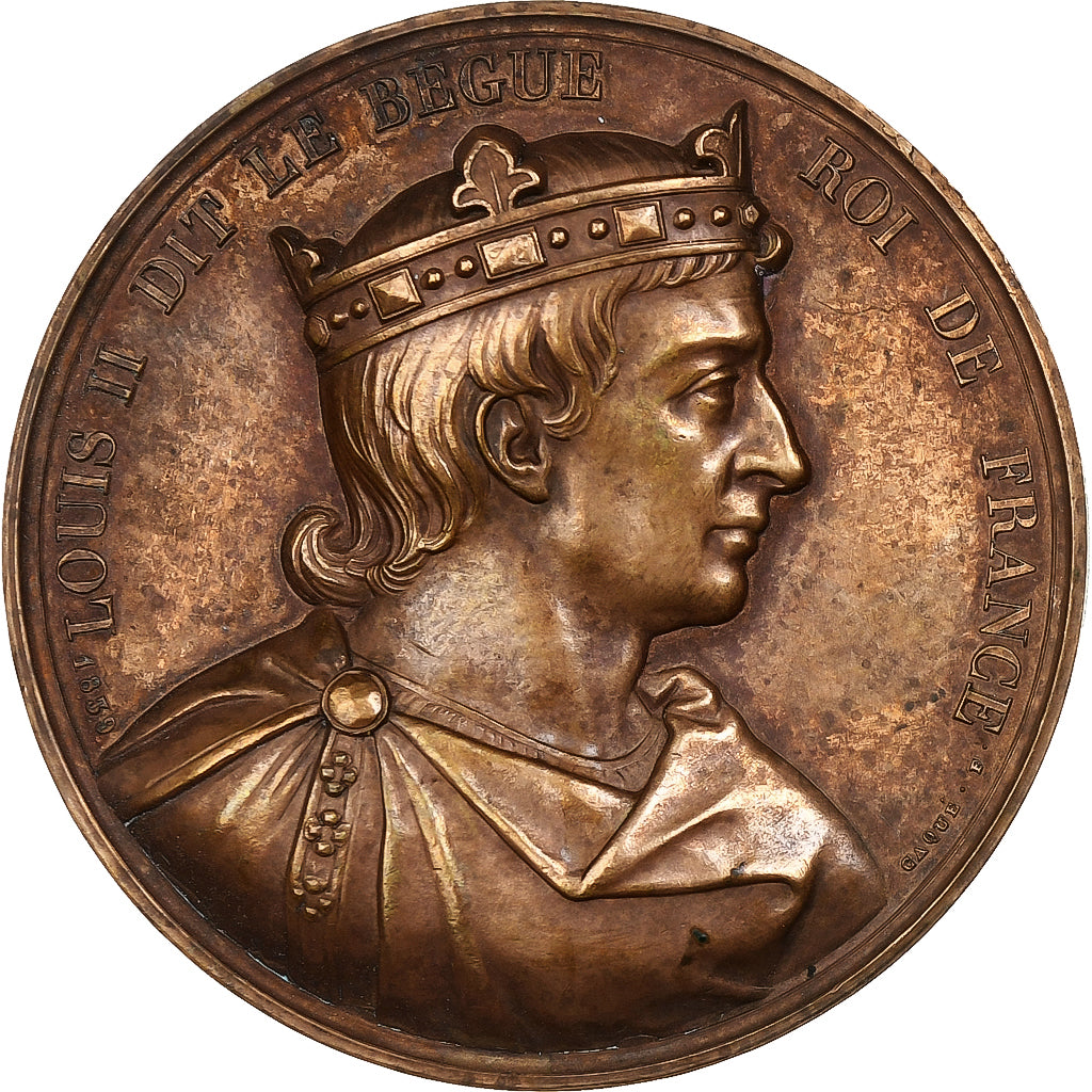 Frankreich, Medaille, Les Rois de France, Louis II, 1839, Bronze, Caqué, SS+
