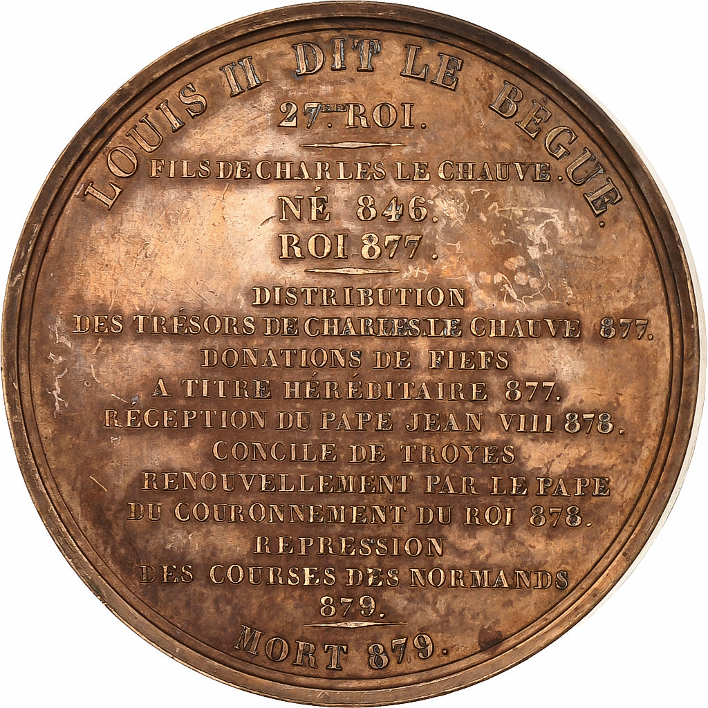 Frankreich, Medaille, Les Rois de France, Louis II, 1839, Bronze, Caqué, SS+