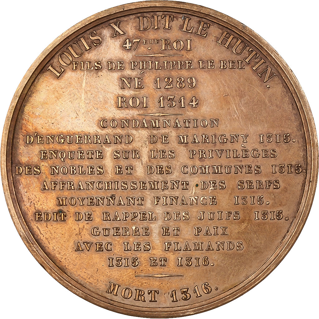 Frankreich, Medaille, Les Rois de France, Louis X, Bronze, Caqué, VZ