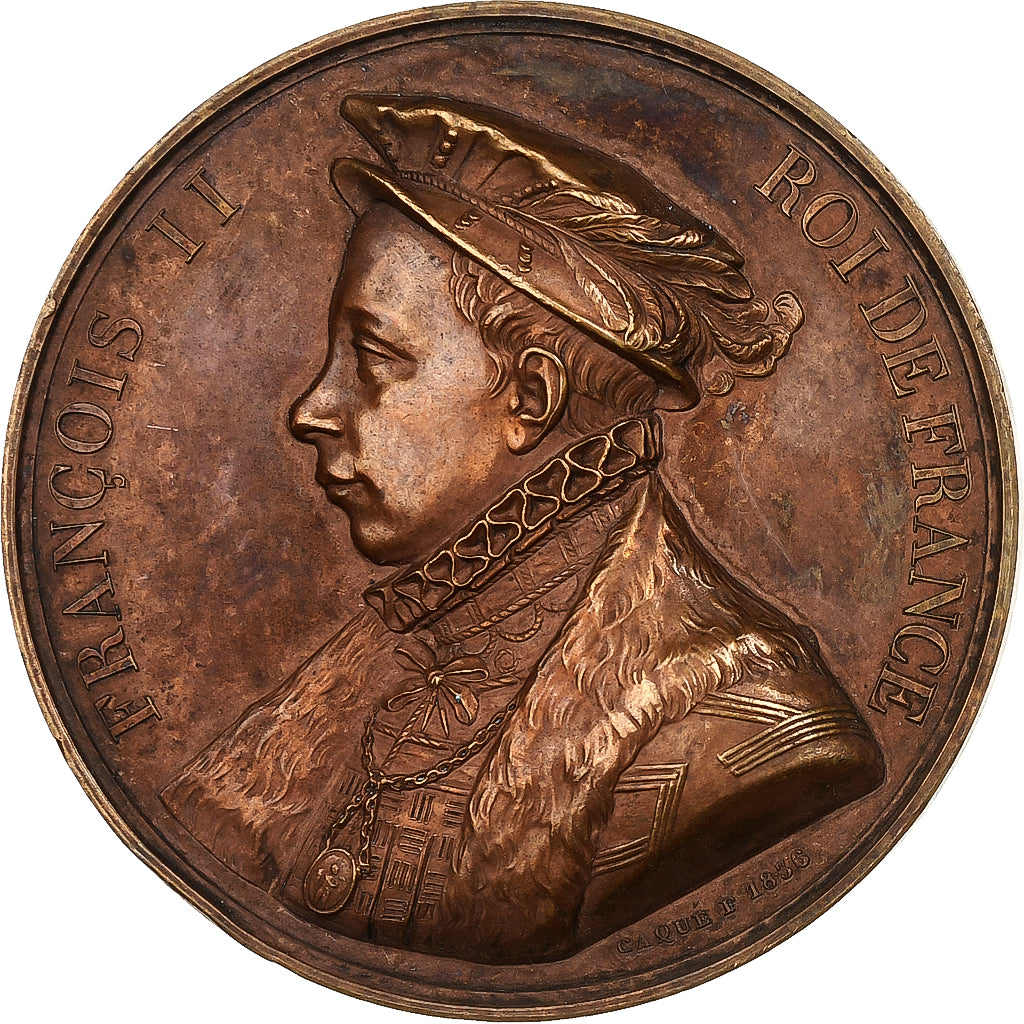 France, Medal, Les Rois de France, François II, 1836, Bronze, Caqué, AU(50-53)