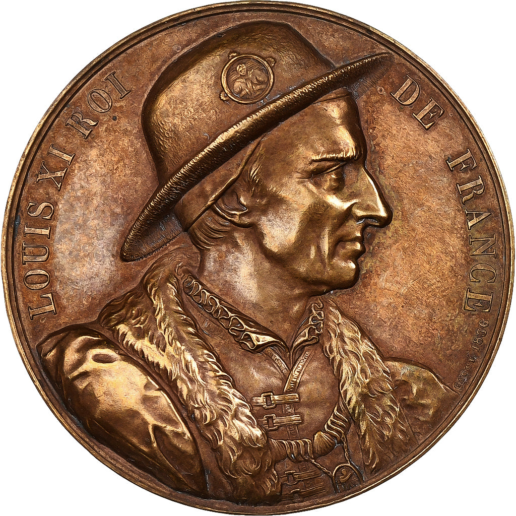 France, Medal, Les Rois de France, Louis XI, 1836, Bronze, Caqué, AU(50-53)