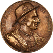 France, Medal, Les Rois de France, Louis XI, 1836, Bronze, Caqué, AU(50-53)