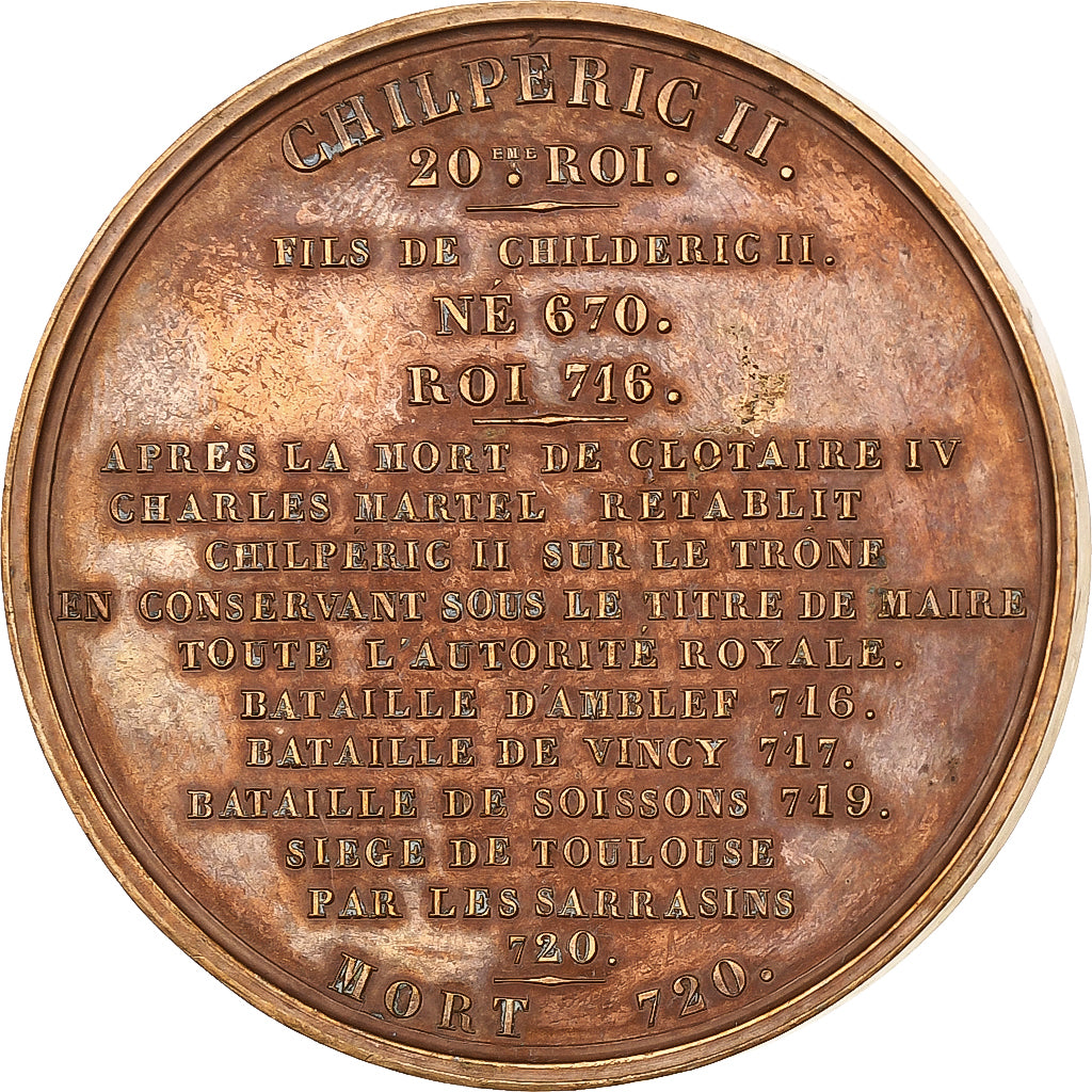 Frankreich, Medaille, Les rois de France, Chilpéric II, 1840, Bronze, Caqué