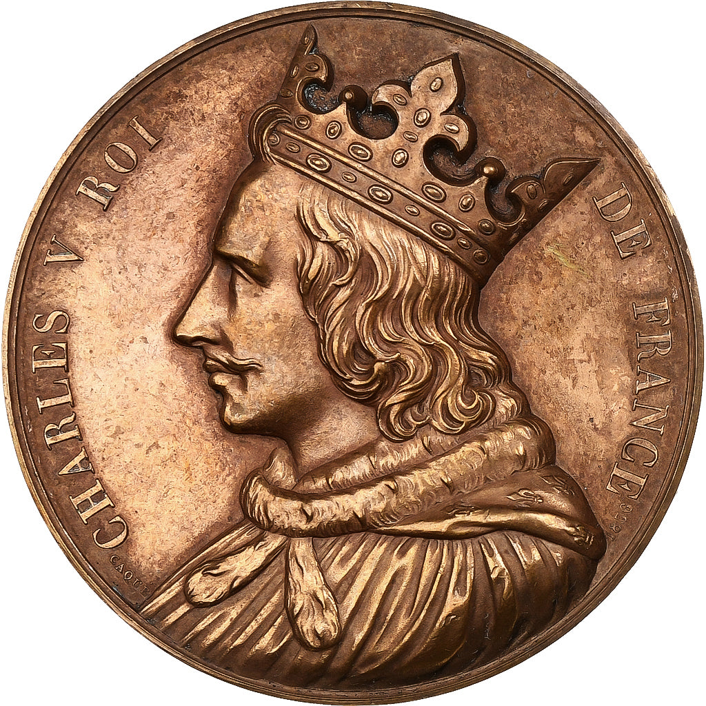 Frankreich, Medaille, Les Rois de France, Charles V, 1836, Bronze, Caqué, VZ