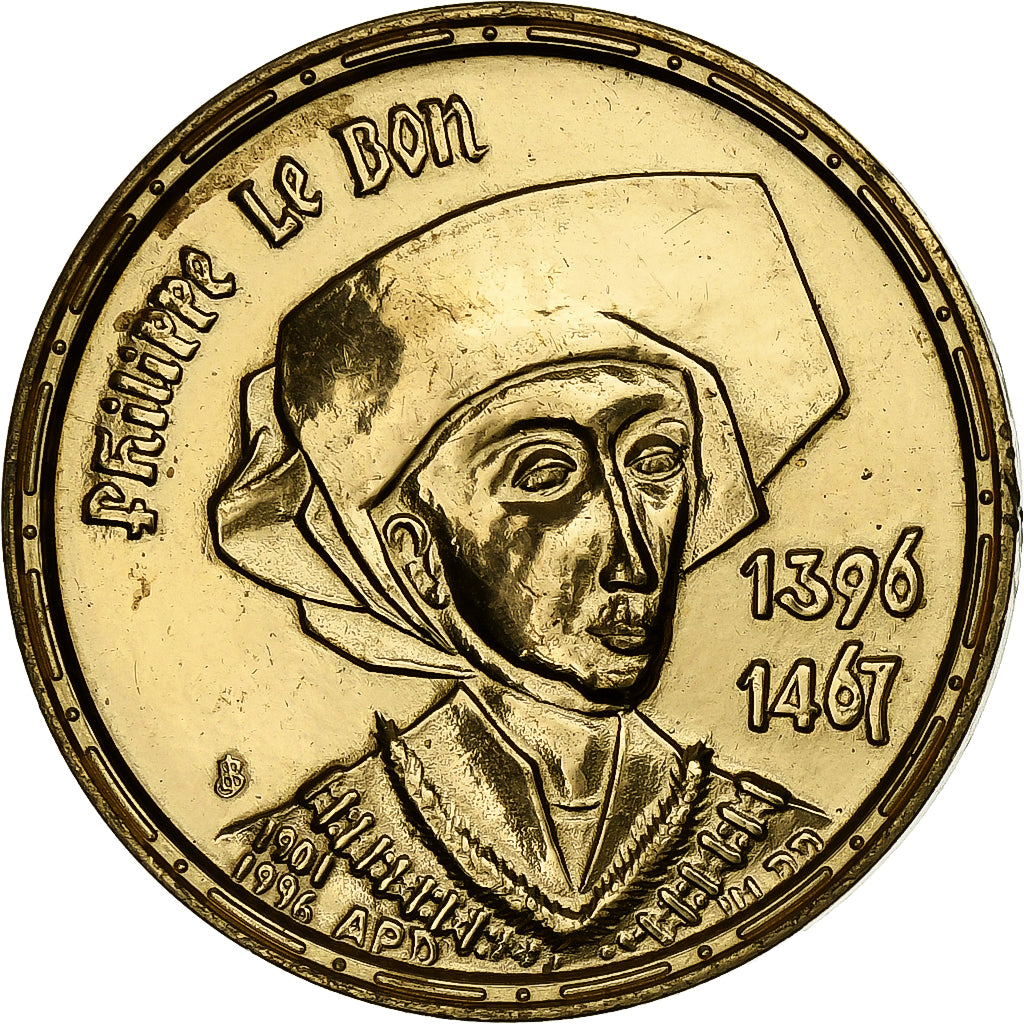 France, Token, 3 Euro de Dijon, Philippe le Bon, 1996, Copper, AU(50-53)