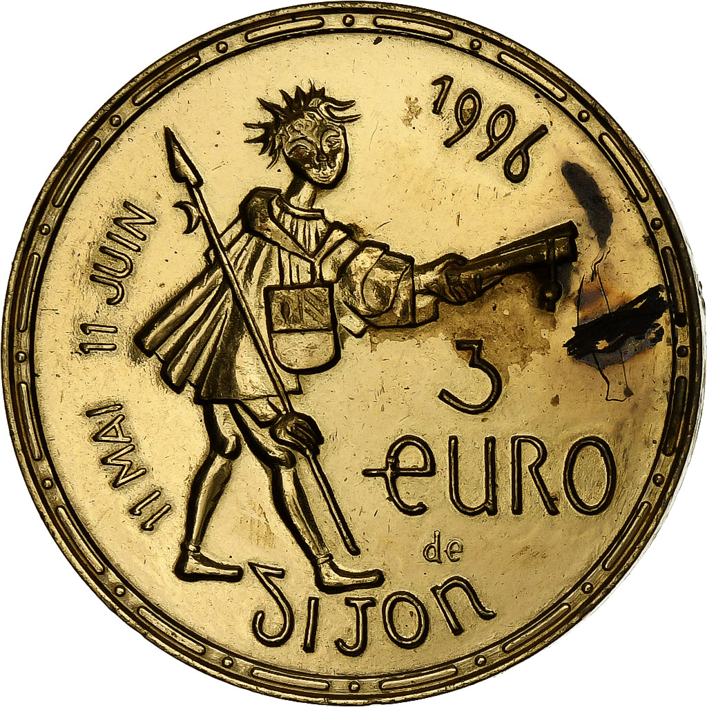 France, Token, 3 Euro de Dijon, Philippe le Bon, 1996, Copper, AU(50-53)