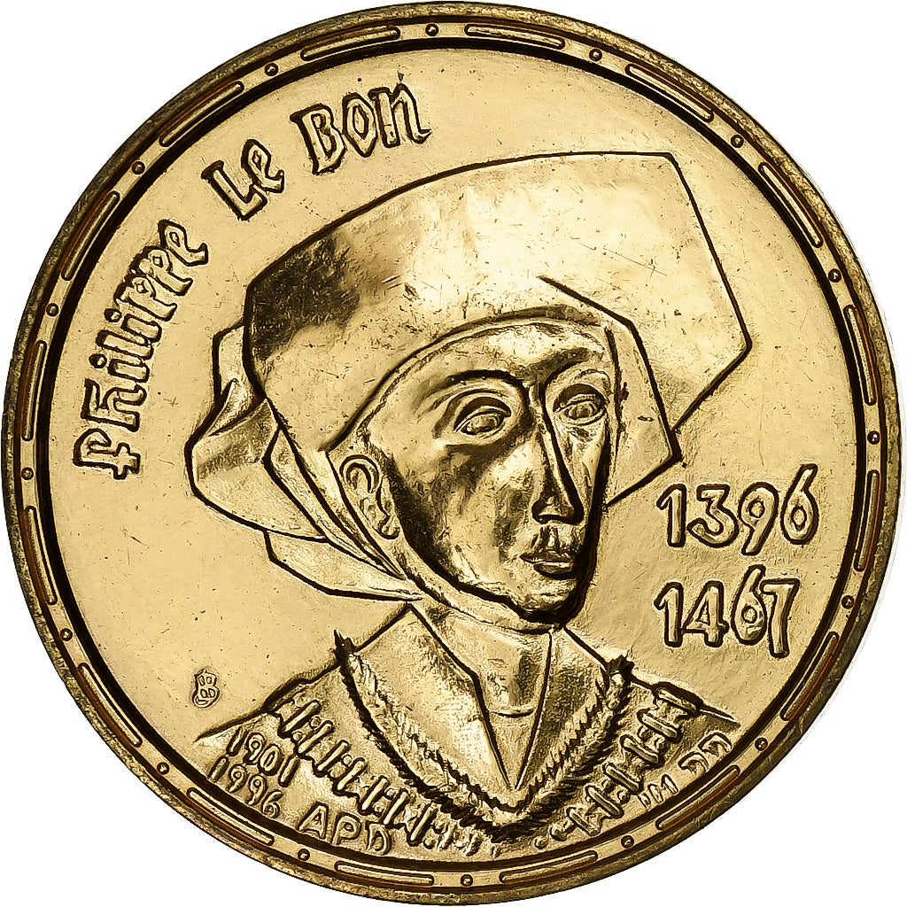 France, Token, 3 Euro de Dijon, Philippe le Bon, 1996, Copper-nickel Aluminium