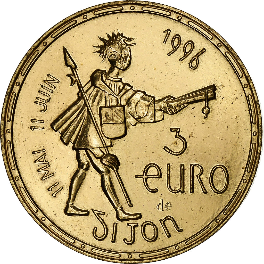 France, Token, 3 Euro de Dijon, Philippe le Bon, 1996, Copper-nickel Aluminium