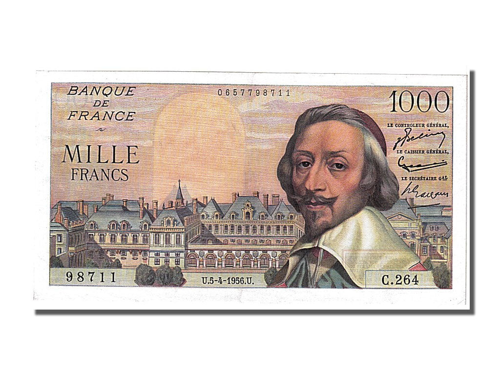 Banknote, France, 1000 Francs, 1 000 F 1953-1957 ''Richelieu'', 1956
