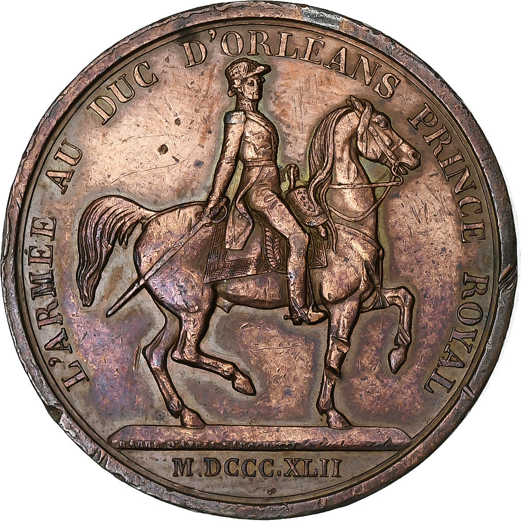 France, Médaille, Louis Philippe Ier, l'Armée au Duc d'Orléans, 1842, Cuivre