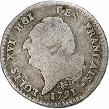 France, Louis XVI, 15 Sols, 1/8 ECU, 15 sols françois, 1791 / AN 3, Lyon