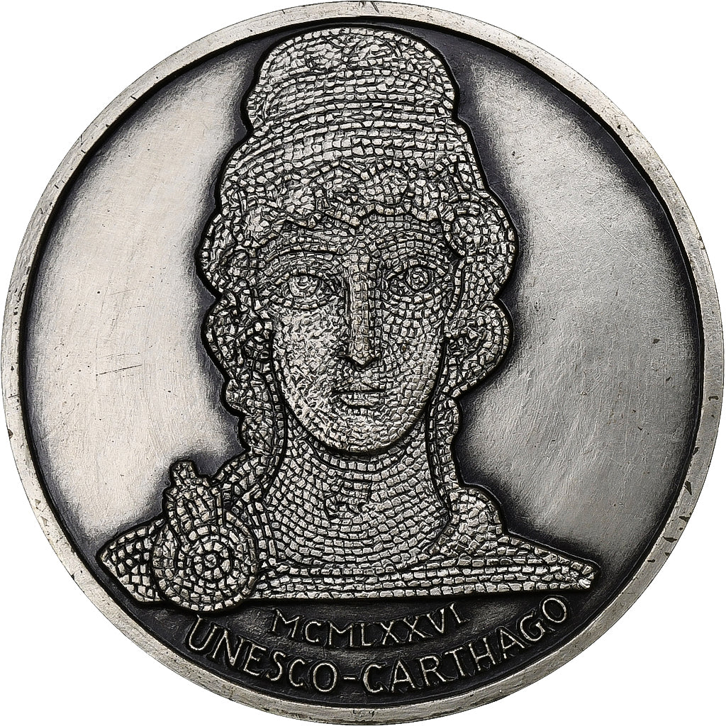 Francia, medalla, Unesco, Sauvegarde des Monuments de Carthage, Plata, SC