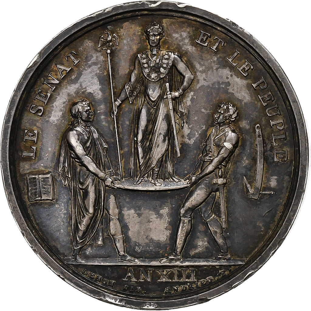 France, Medal, Napoléon Ier, Le Sénat et le Peuple, An XIII, Silver, Denon /