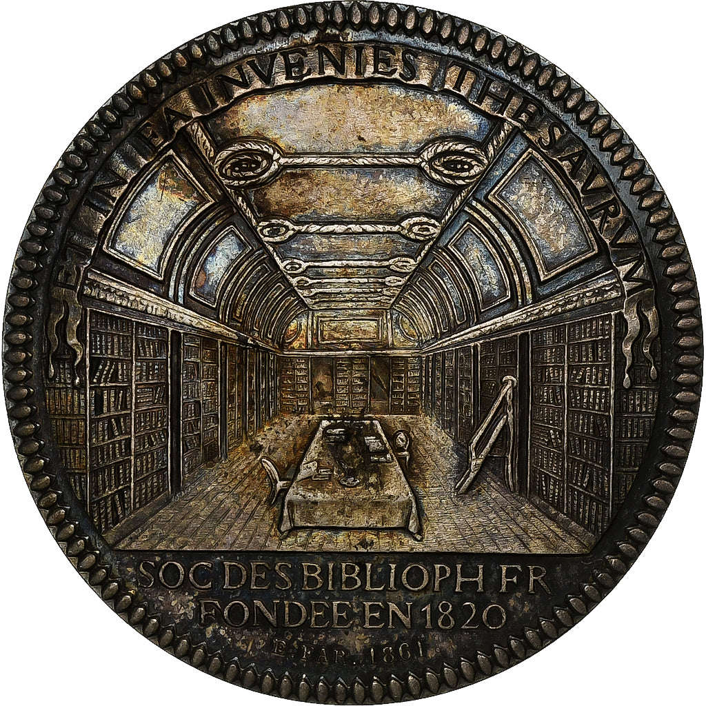 France, Token, Société des Bibliophiles Français, 1861, Silver, Farochon