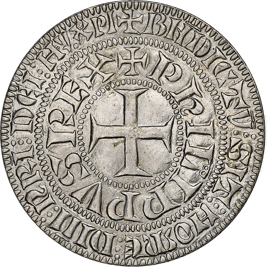 França, medalha, Reproduction, Gros Tournois, Philippe V, 1975, Cobre-níquel