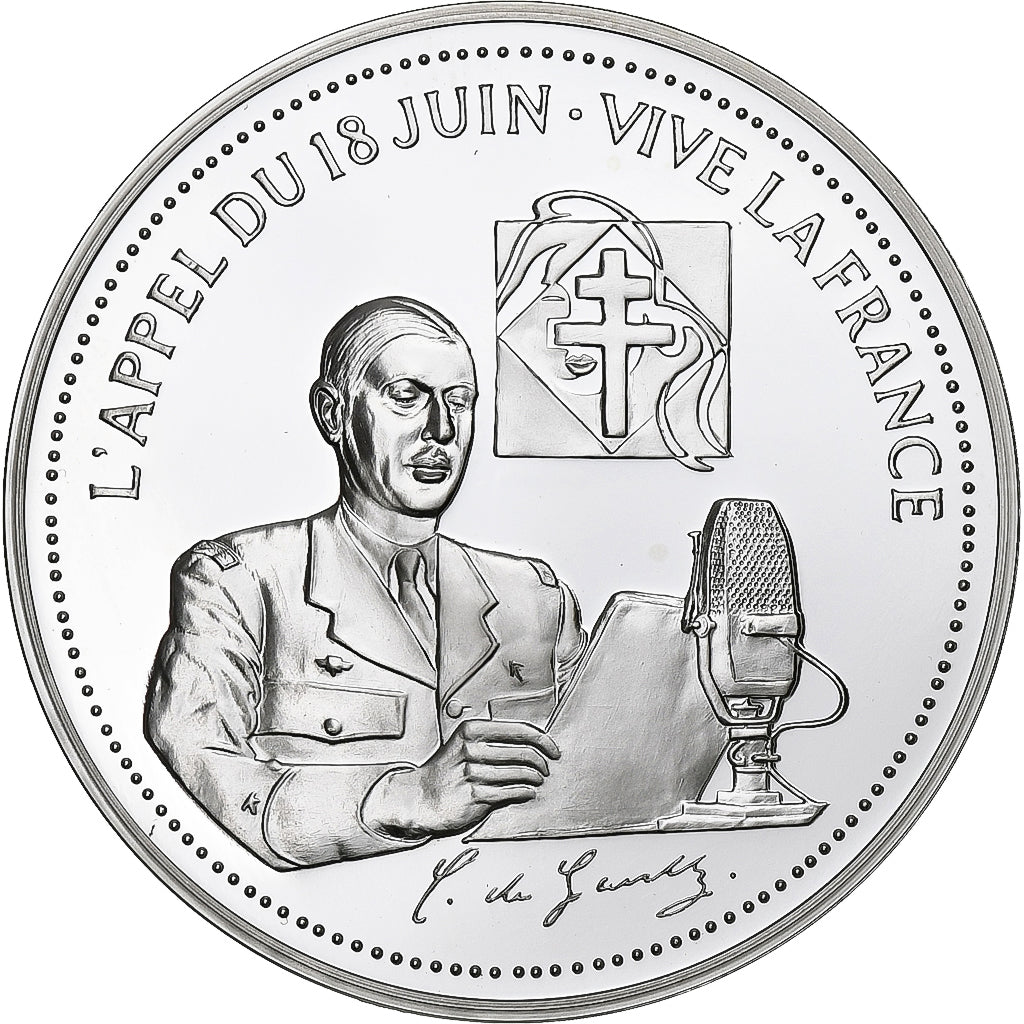 Francia, medalla, De Gaulle, l'Appel du 18 juin, Cobre chapado en acero, SC