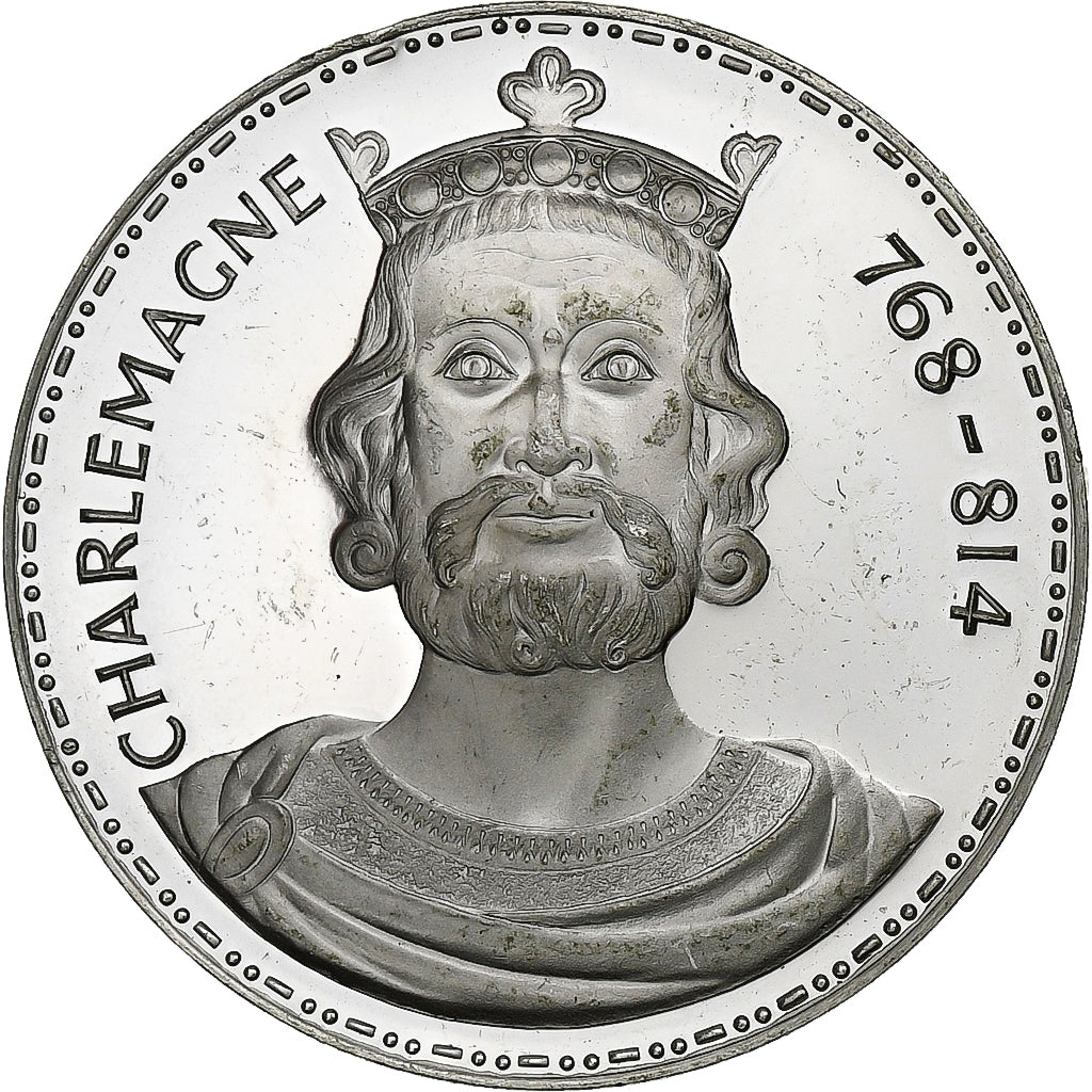 França, medalha, Les Rois de France, Charlemagne, Prata, AU(50-53)