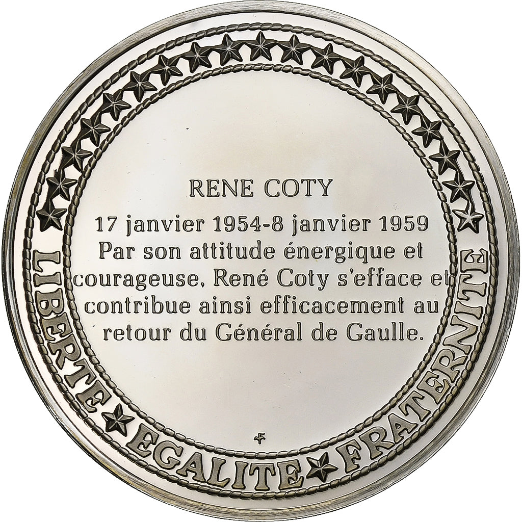 France, Medal, Les Présidents de la République, René Coty, Silver, MS(63)
