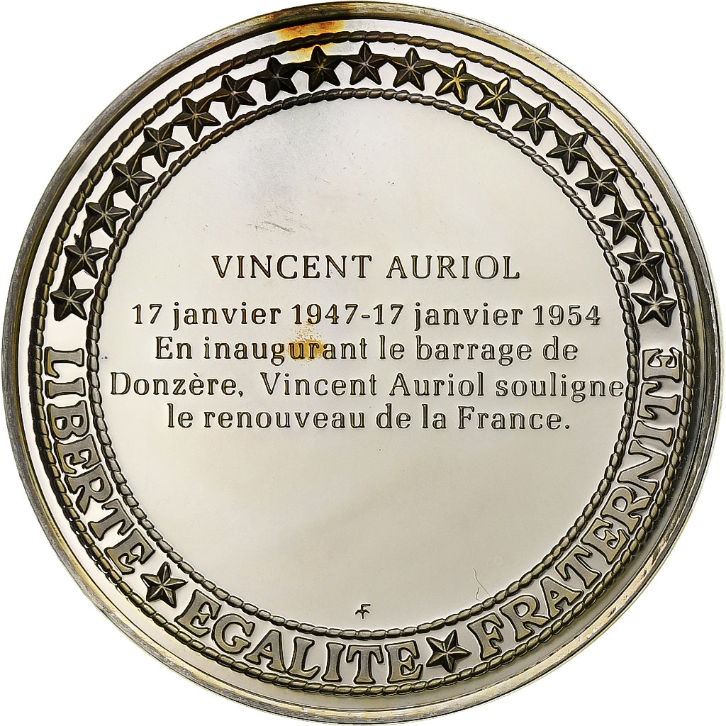 Francia, medaglia, Les Présidents de la République, Vincent Auriol, Argento